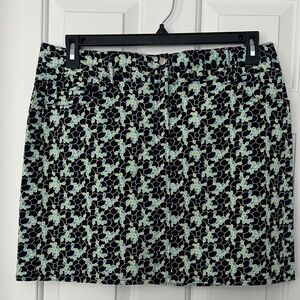 LOFT Black and Blue Floral Mini Skirt